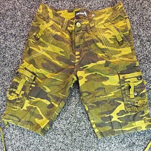 Stone Falcon Men's Camo Cargo Shorts 34 Cotton Flat Front Cargo Pockets